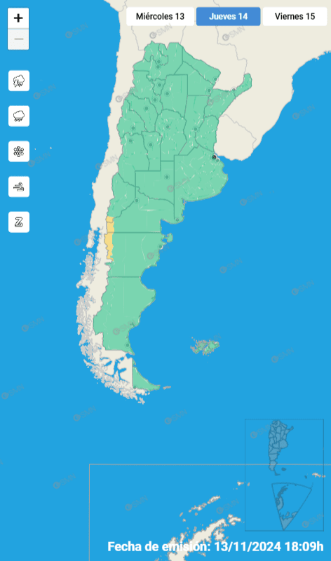  Habrá alerta amarilla en tres provincias.