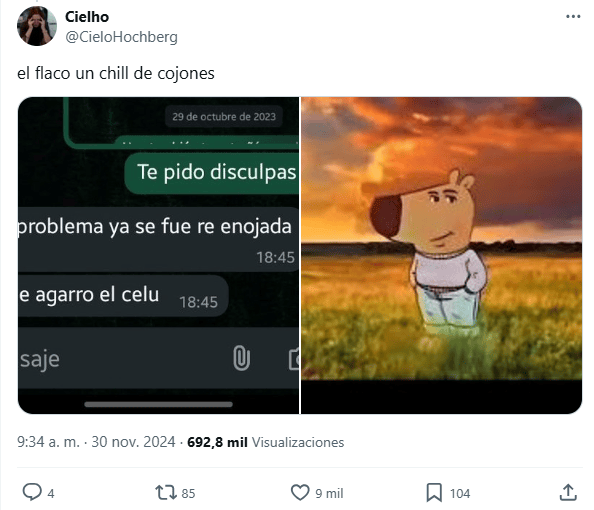 La reacción del chico también provocó sientos de comentarios (X/@CieloHochberg).