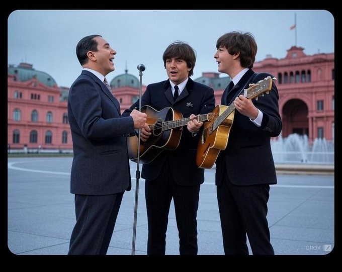  Carlos Gardel junto a los Beatles.