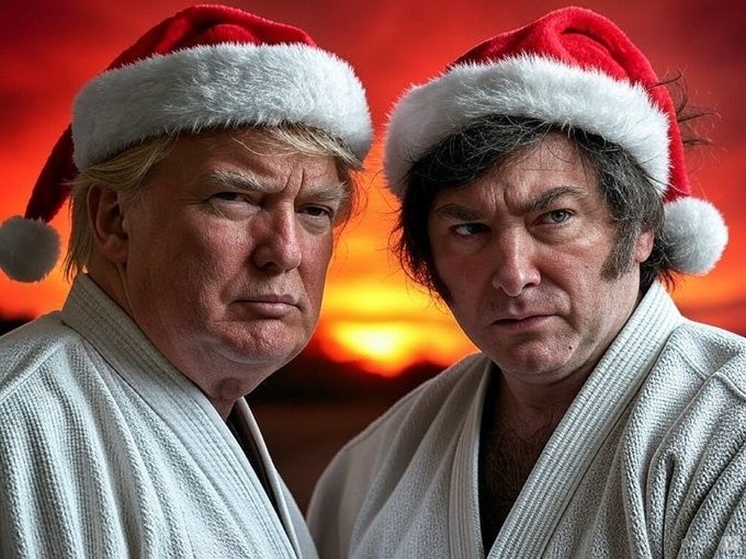  Donald Trump y Javier Milei navideños.