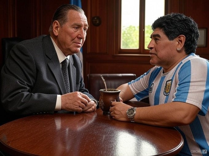  Juan Domingo Perón junto a Diego Maradona.