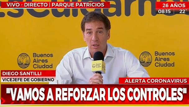 El vicejefe de Gobierno porteño, Diego Santilli, aseguró que se intensificarán los controles por el coronavirus.