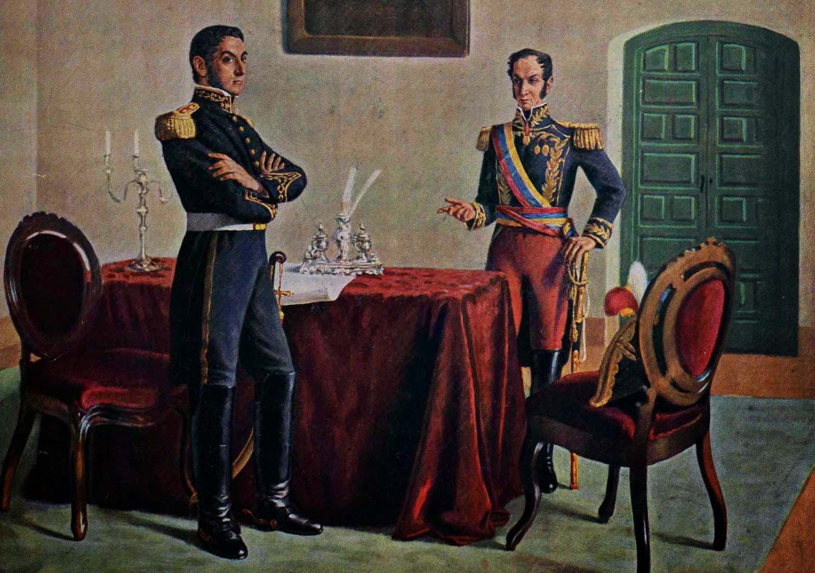 Los libertadores San Martín y Bolivar.