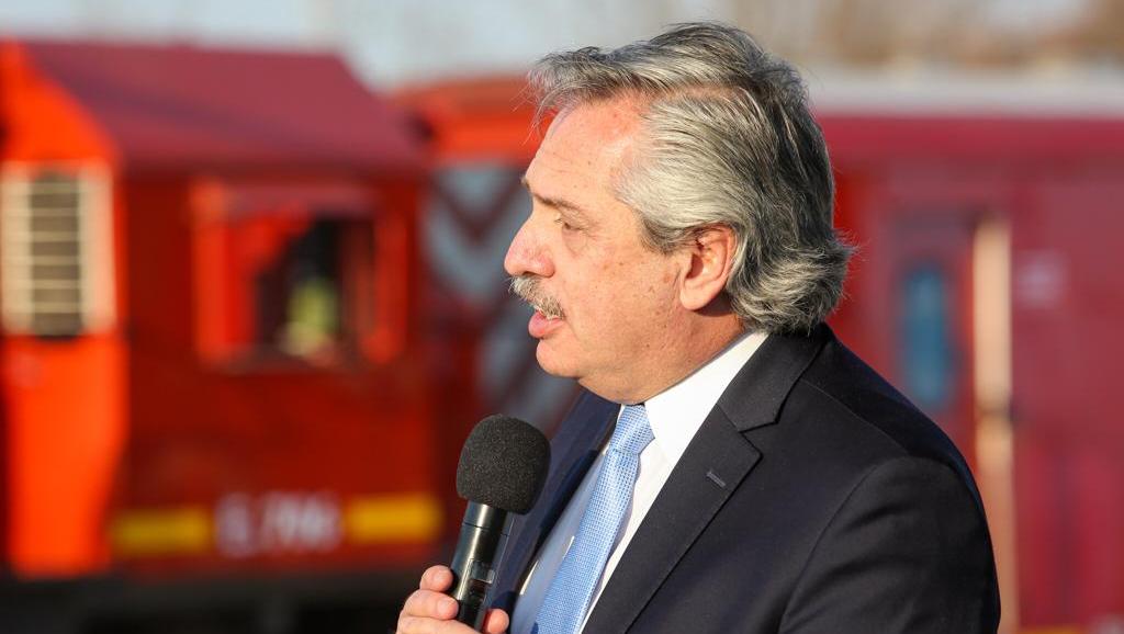 El presidente Alberto Fernández durante el acto en el partido bonaerense de Pilar para la inauguración de la estación Villa Rosa (Presidencia)