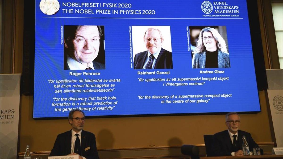 El Premio Nobel de Física de 2020 fue para el británico Roger Penrose, el alemán Reinhard Genzel y la estadounidense Andrea Ghez.