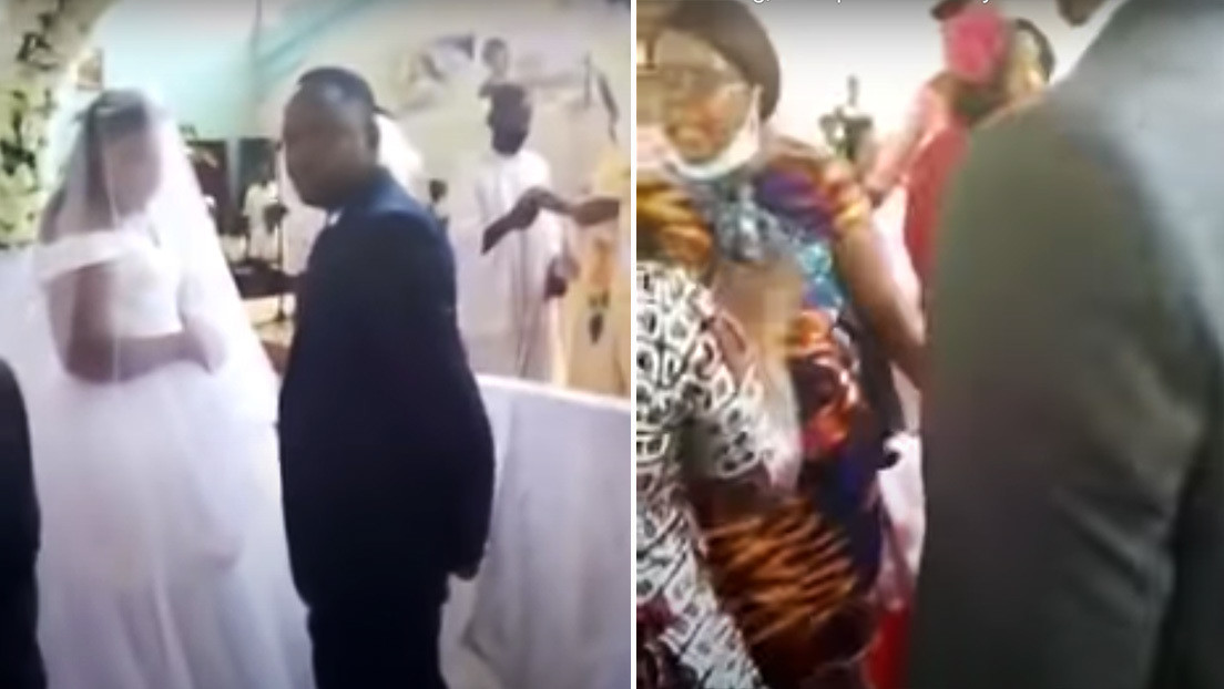 Momento en que el hombre es encontrado por su esposa en el altar (Captura de video).