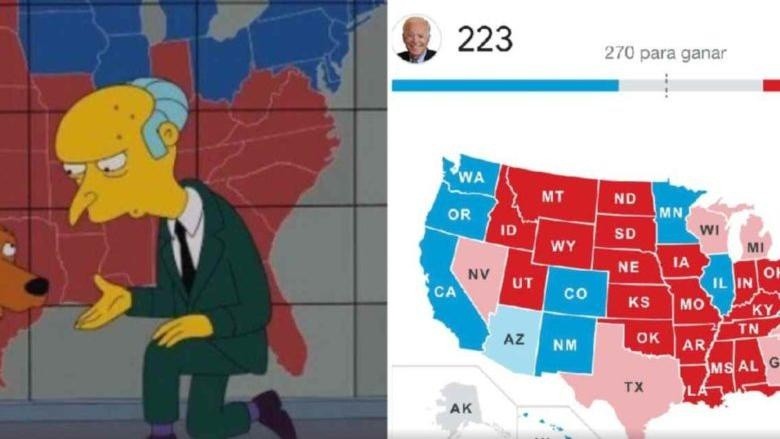 El mapa electoral visto en el capítulo de Los Simpsons.