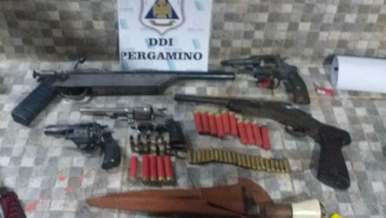 Estos son las diversas armas de fuego que fueron incautadas en los distintos allanamientos.