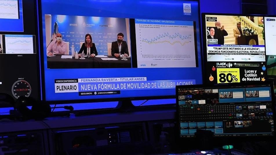 Fernanda Raverta, titular del Anses, participó este jueves del debate sobre las jubilaciones en el Senado (Captura de pantalla).