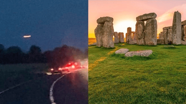 Filman un gigantesco ovni sobre el monumento Stonehenge de Inglaterra.