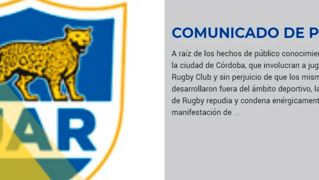 La UAR repudió la golpiza de un grupo de rugbiers a un joven en Córdoba.