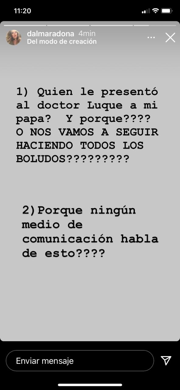 El duro descargo de Dalma Maradona sobre el círculo de su papá.