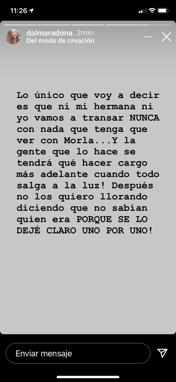 El duro descargo de Dalma Maradona sobre el círculo de su papá.