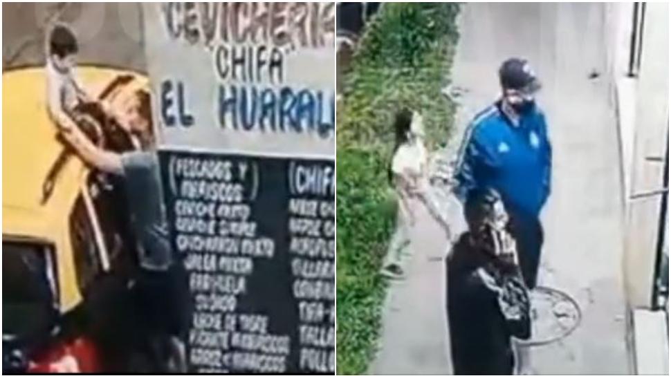 Los menores jugaban mientras los delincuentes amenazaban al dueño del negocio. (Captura de video)