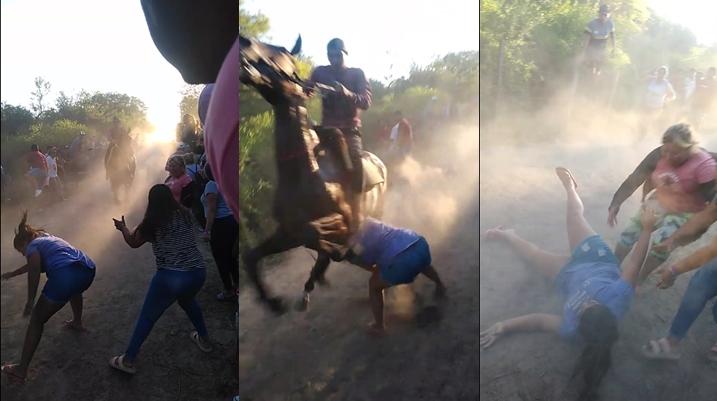 Así caballo en carrera clandestina mató a una mujer.