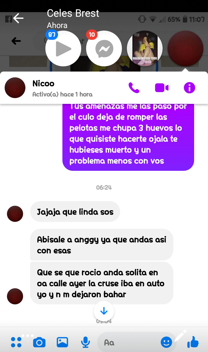 CHAT DONDE AMENAZA CON ATACAR A ROCÍO. 