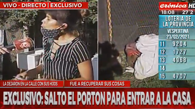 Matilde Maldonado, la mujer que quedó en la calle junto a sus tres hijos, en diálogo con Crónica HD (Captura de Pantalla). 