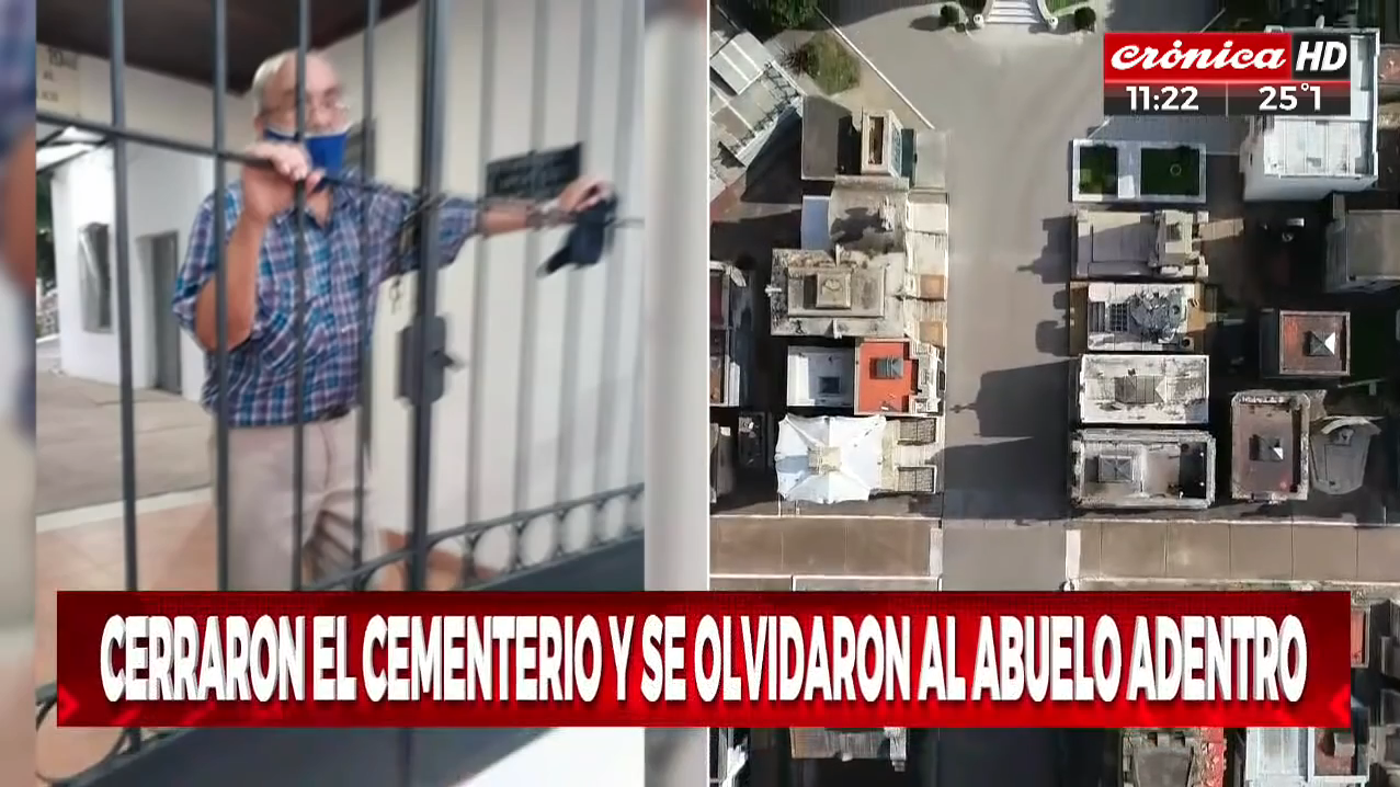 El anciano permaneció encerrado más de media hora hasta la llegada del encargado del cementerio.