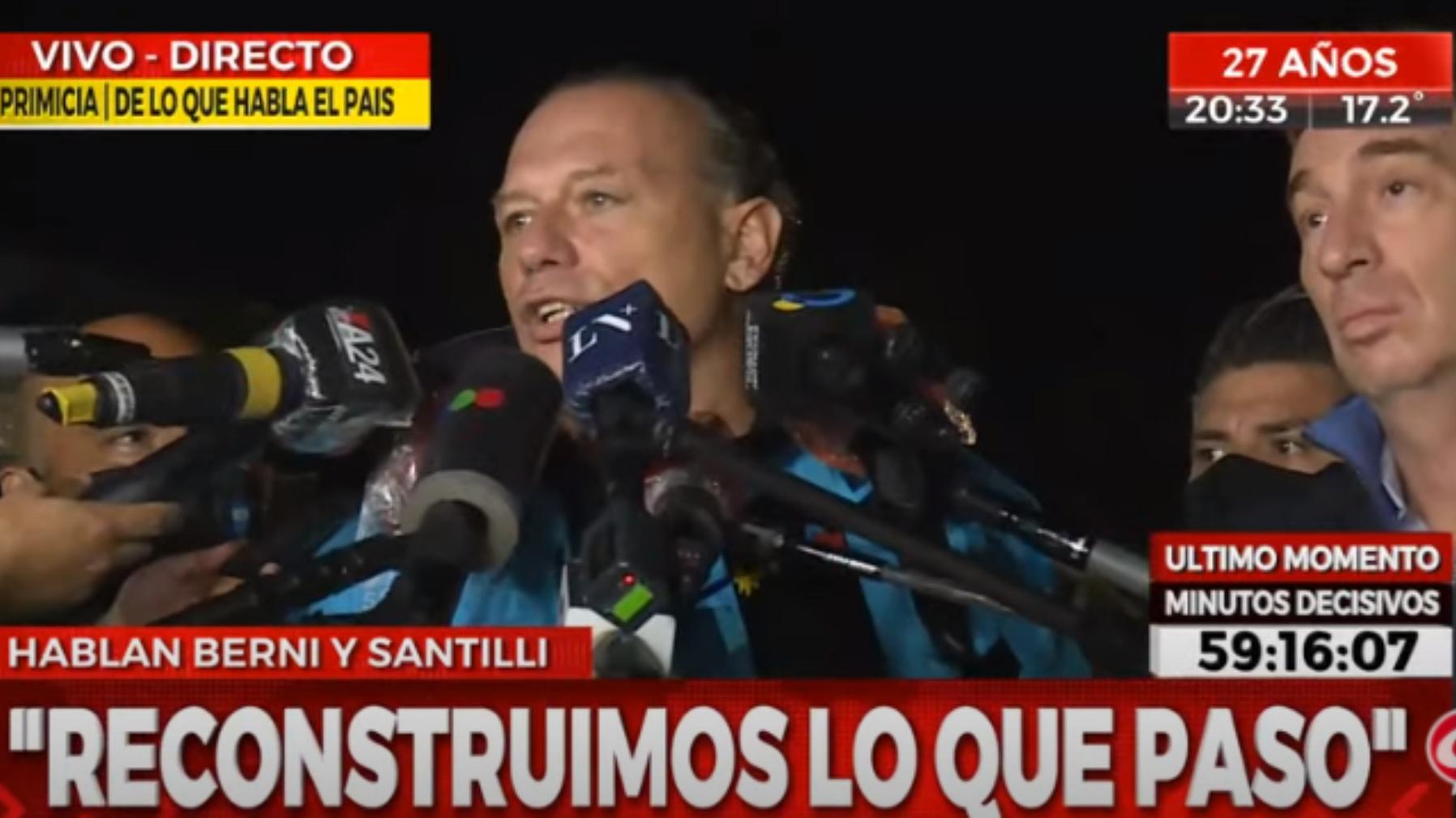 El ministro improvisó una conferencia de prensa (captura TV)