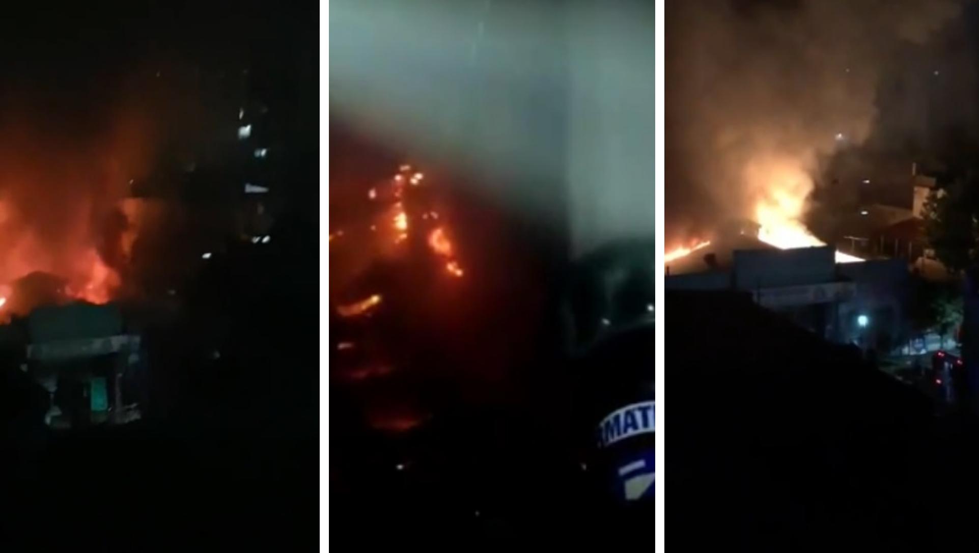 Las llamas podían verse a cuadras de distancia del supermercado chino, en Villa Urquiza (Captura de video).