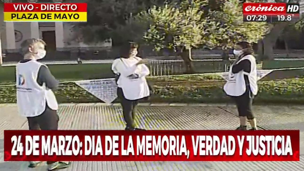 En la intervención presencial de Plaza de Mayo, las personas deberán cumplir con el protocolo: barbijo y distancia social (Crónica HD).