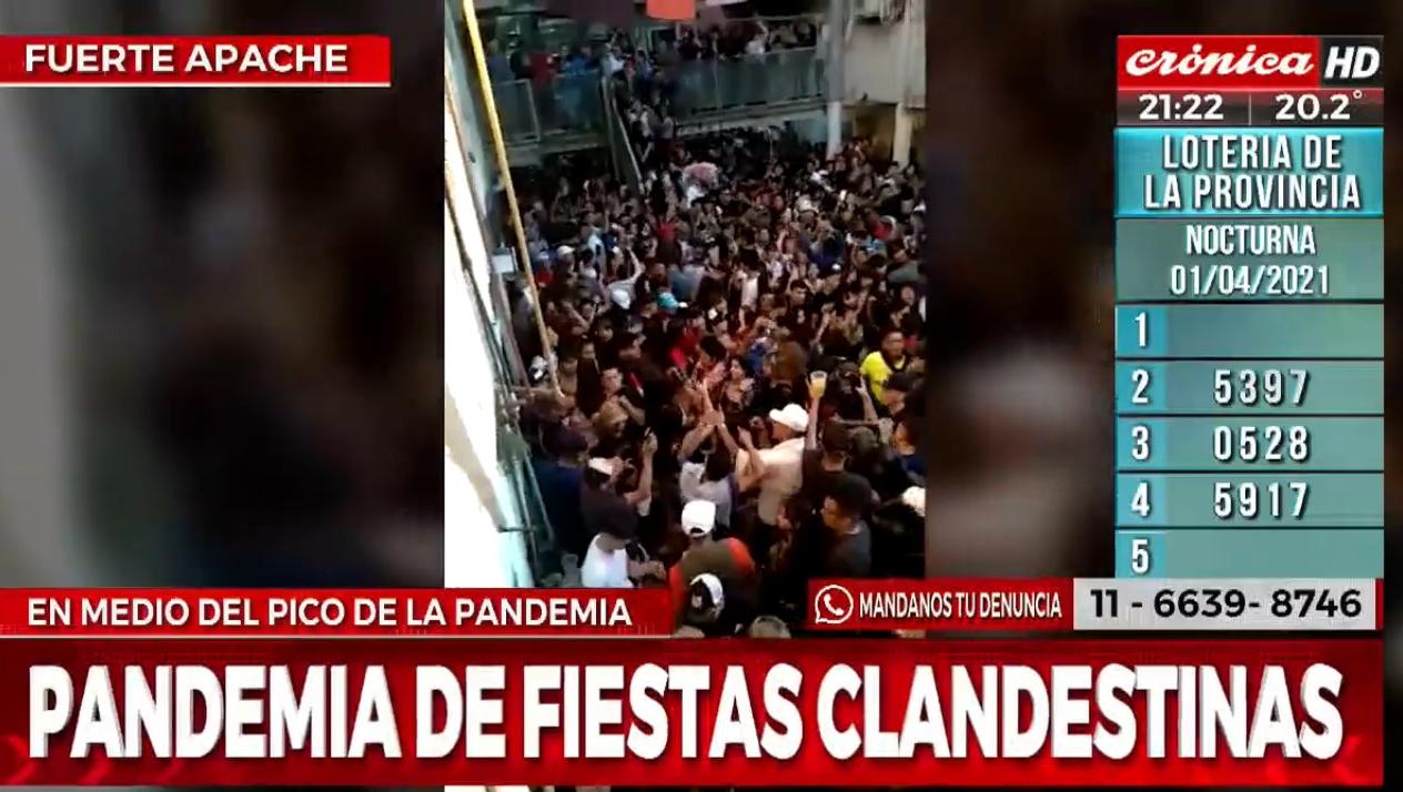 La fiesta clandestina en la que asistieron cientos de jóvenes en Fuerte Apache.