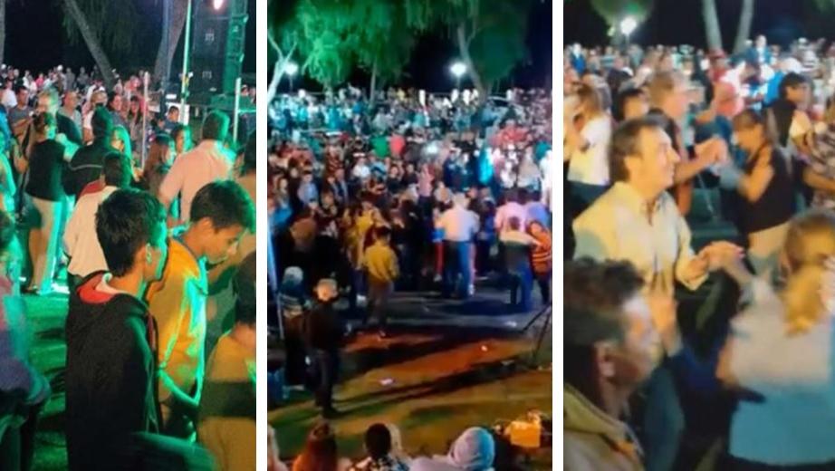 Así festejaban los vecinos de la localidad entrerriana de Santa Elena. (Captura video)