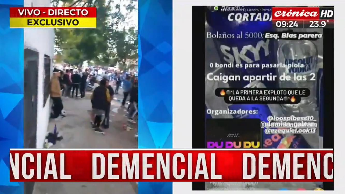 Las imágenes difundas por los organizadores de la fiesta clandestina (Crónica HD).