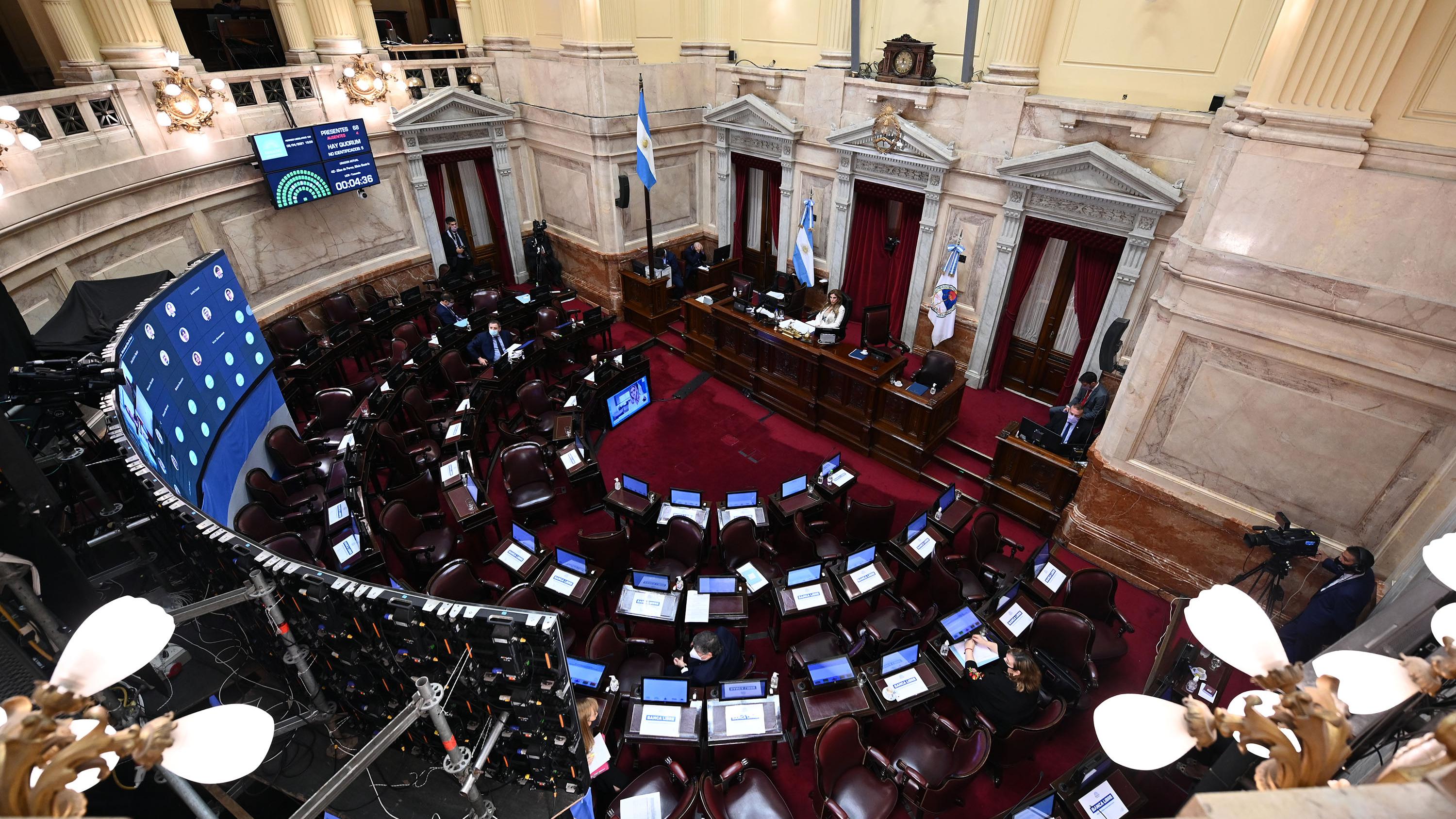 La Cámara debate de manera semipresencial (foto Senado de la Nación)