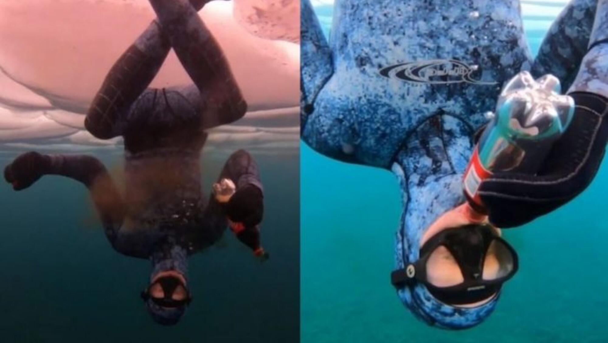 Andrew Ryzebol, el buzo canadiense que tomó una gaseosa debajo del agua. 