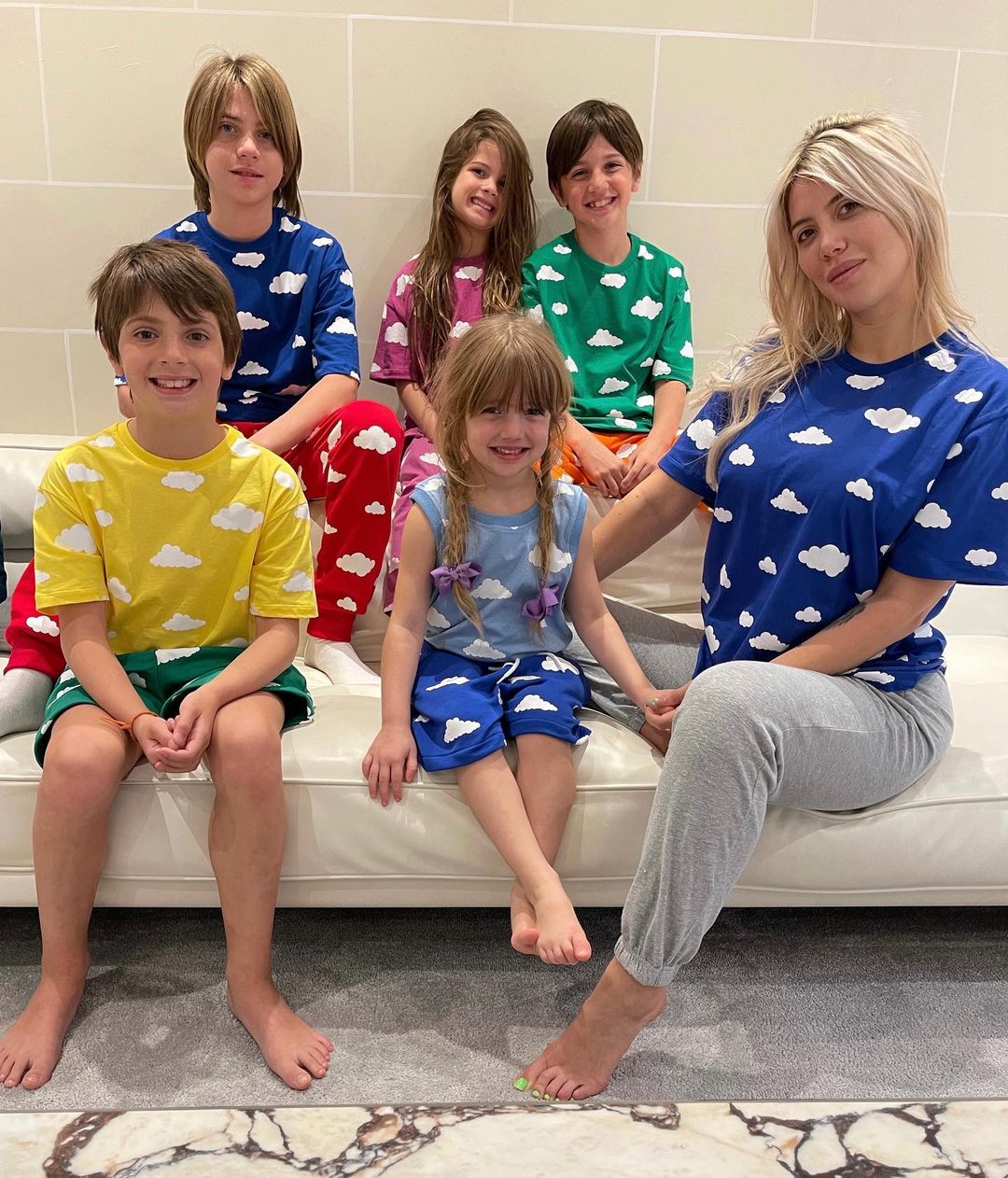 Wanda Nara con sus hijos.