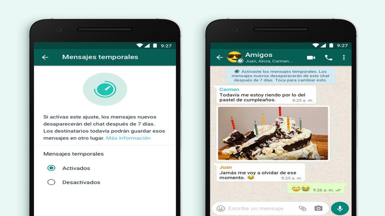 Los mensajes temporales de WhatsApp seguirán limitado a los chats grupales.