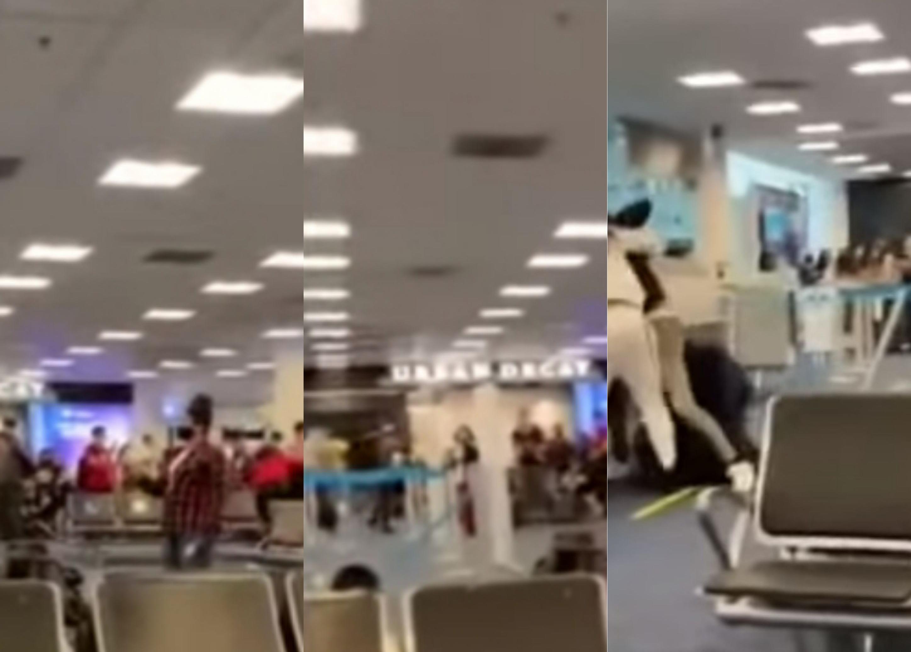 Tenía el barbijo mal puesto y lo molieron a palos en un aeropuerto (captura vídeo).