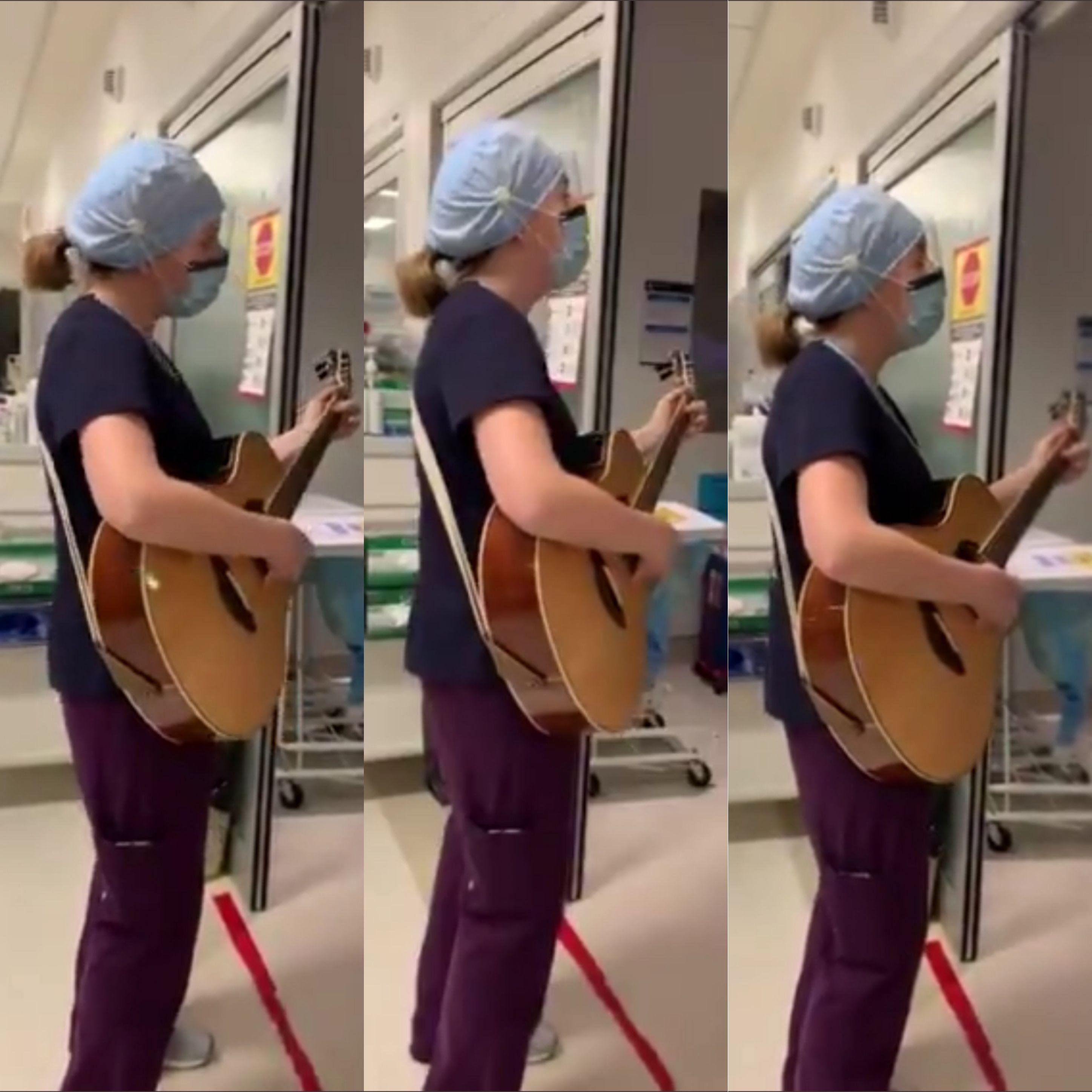 Vídeo viral: enfermera toca la guitarra y le canta a sus pacientes con coronavirus (captura video)