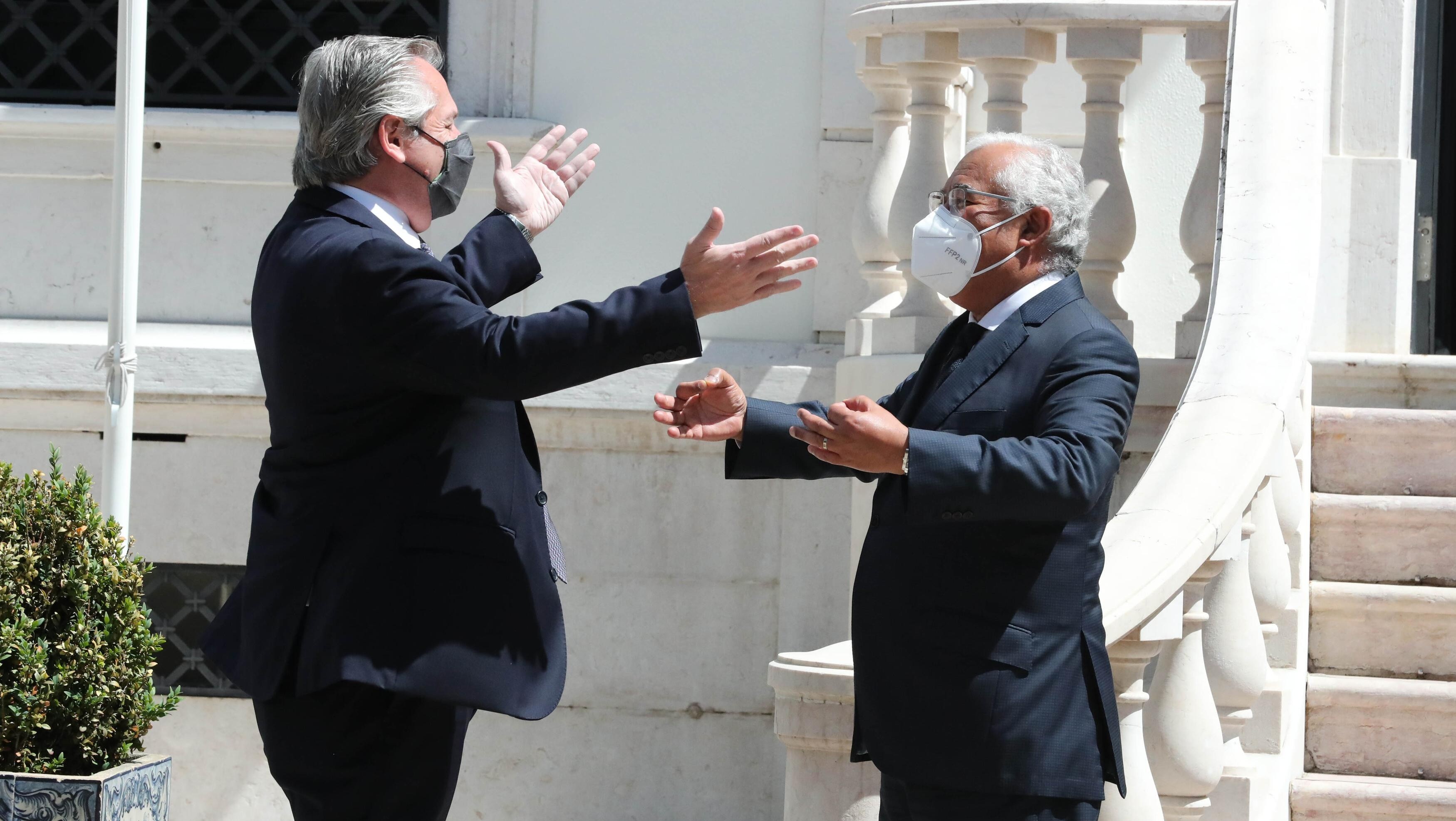 Alberto Fernández brindó una declaración conjunta con el Primer MInistro de Portugal, Antonio Costa.