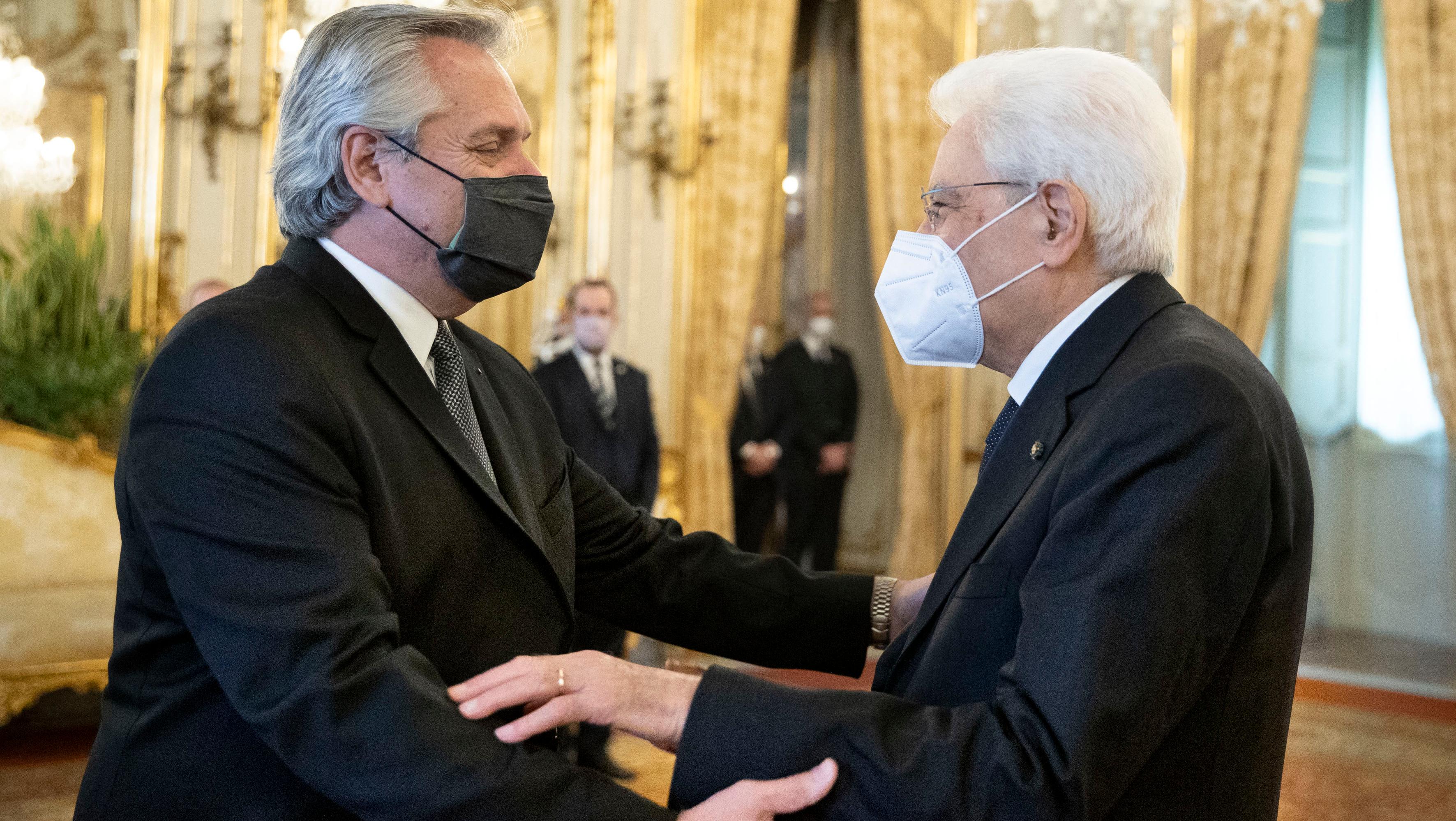  El presidente Alberto Fernández se reunió con su par de Italia Sergio Mattarella en el Palacio del Quirinale (Télam).