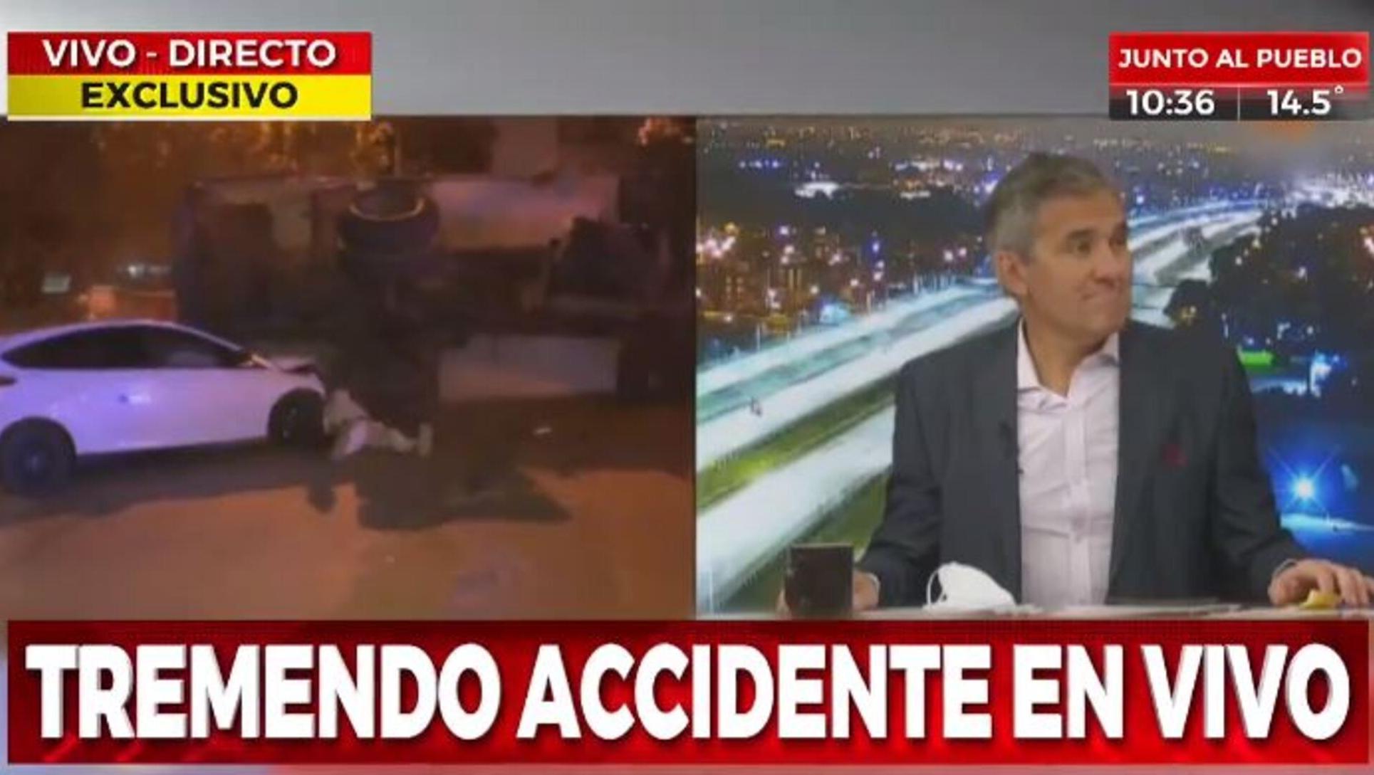 Insólito episodio en Córdoba en plena transmisión en vivo (Captura de TV).