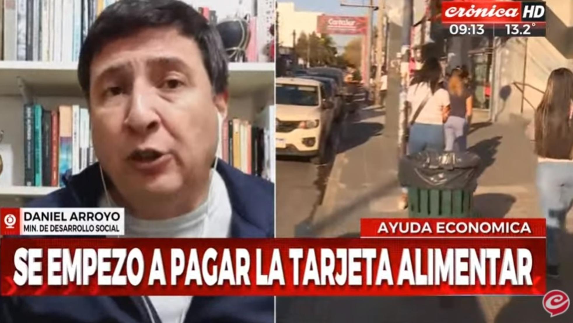 Daniel Arroyo, ministro de Desarrollo Social de la Nación, habló sobre la posibiidad de poner en marcha un nuevo IFE (Captura de pantalla).