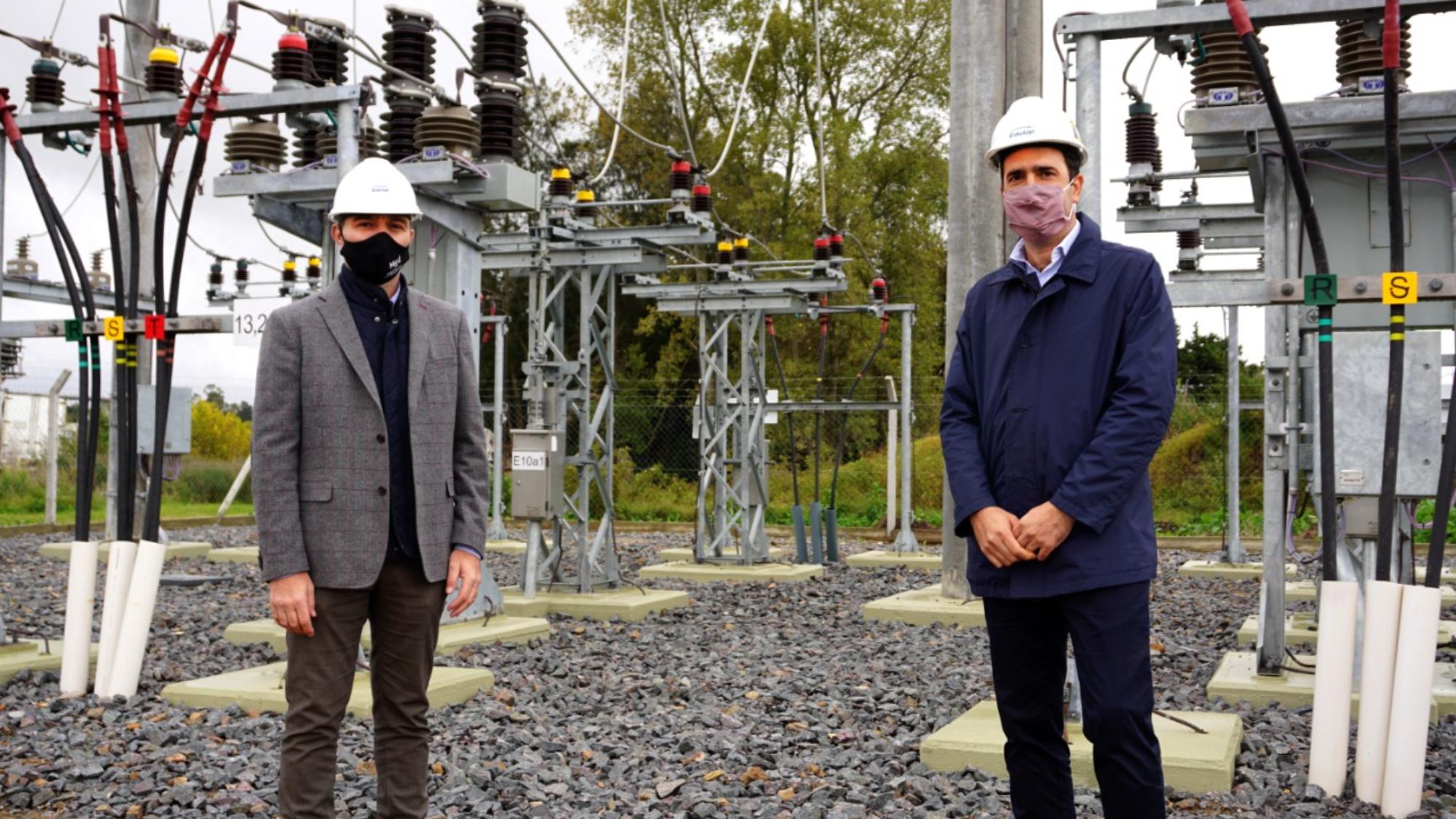 El Intendente de Magdalena, Gonzalo Peluso, junto al Gerente General de EDELAP, Marcelo Corda, en la inauguración