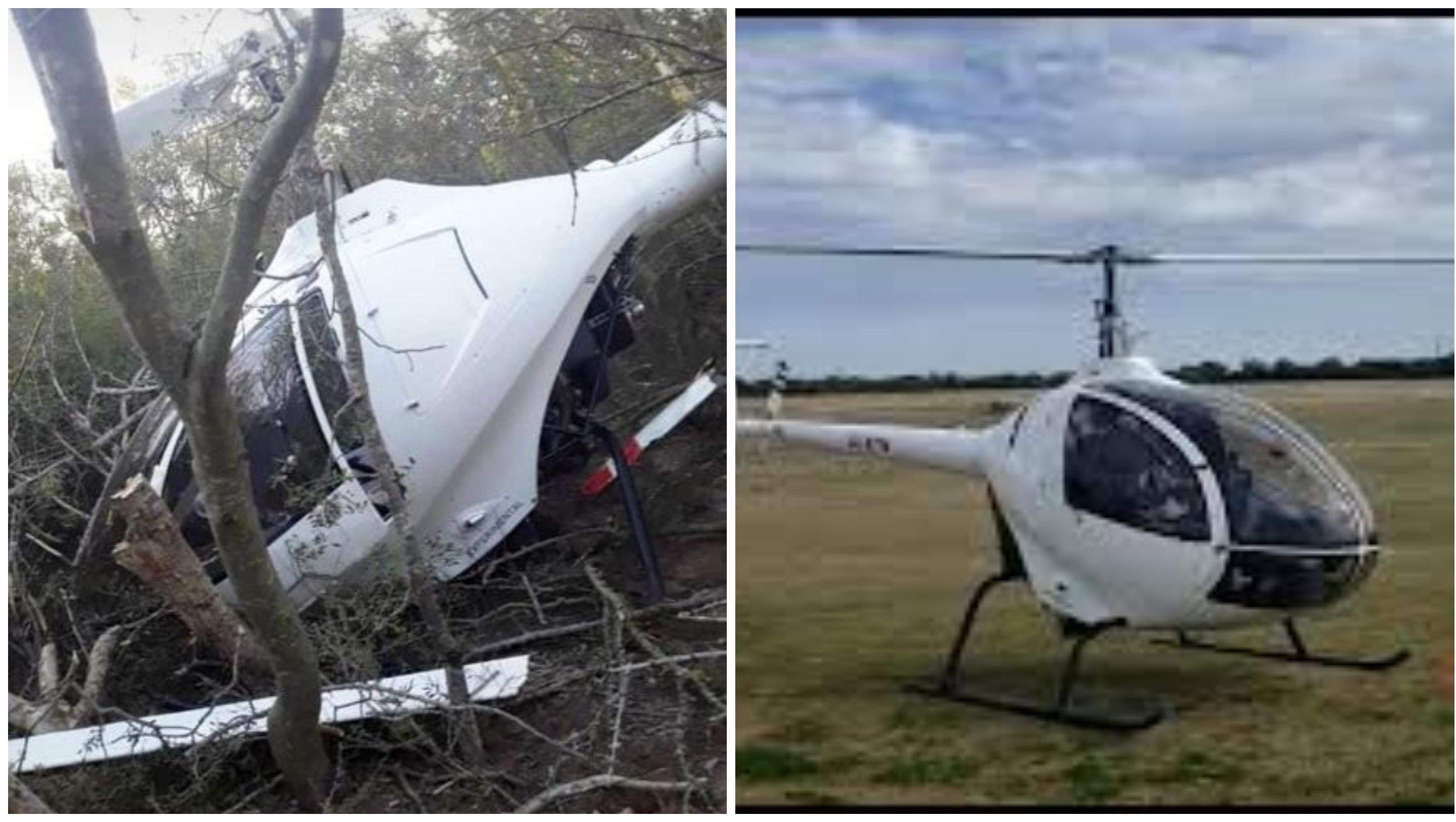 Así quedó el helicóptero tras el accidente.