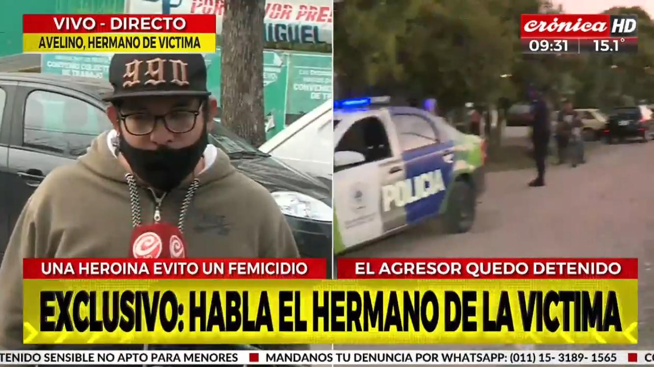 Avelino, el hermano de la mujer atacada por su marido y auxiliada por la docente en Quilmes (Crónica HD).