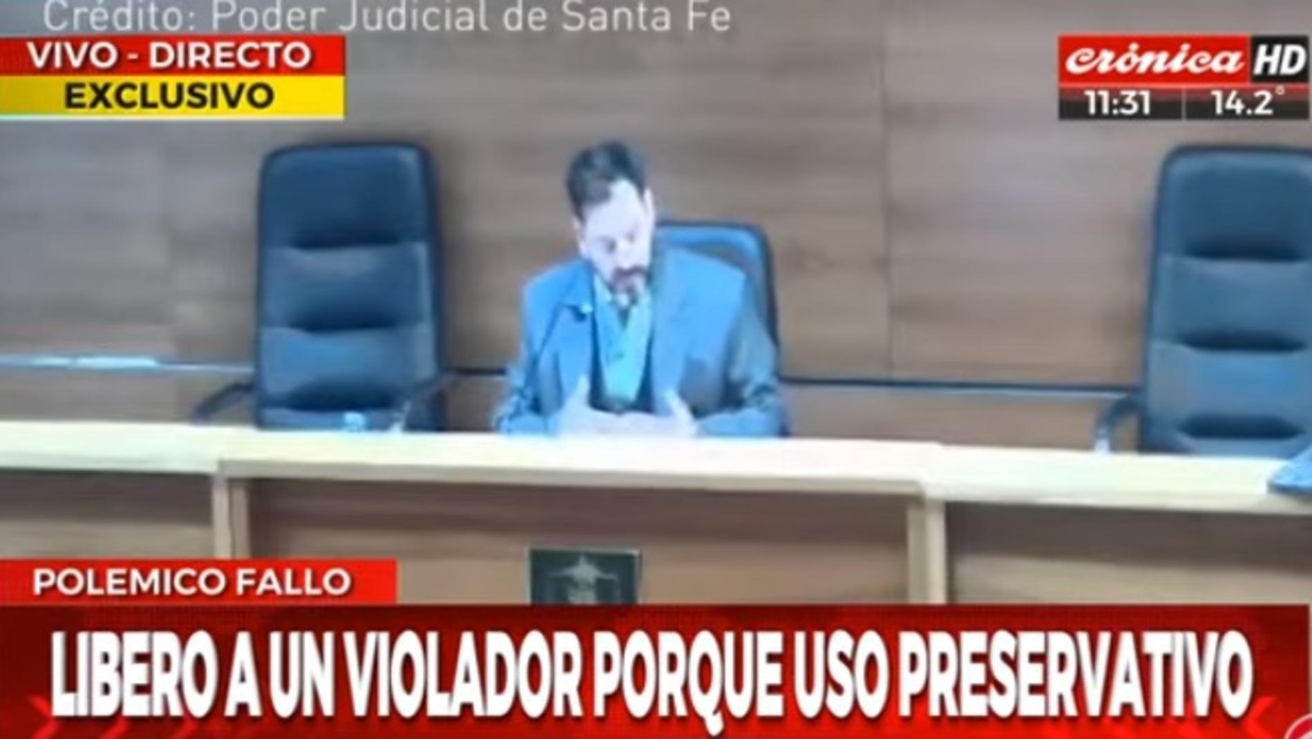 Indignación en Santa Fe por el juez que liberó al violador (Captura de TV).