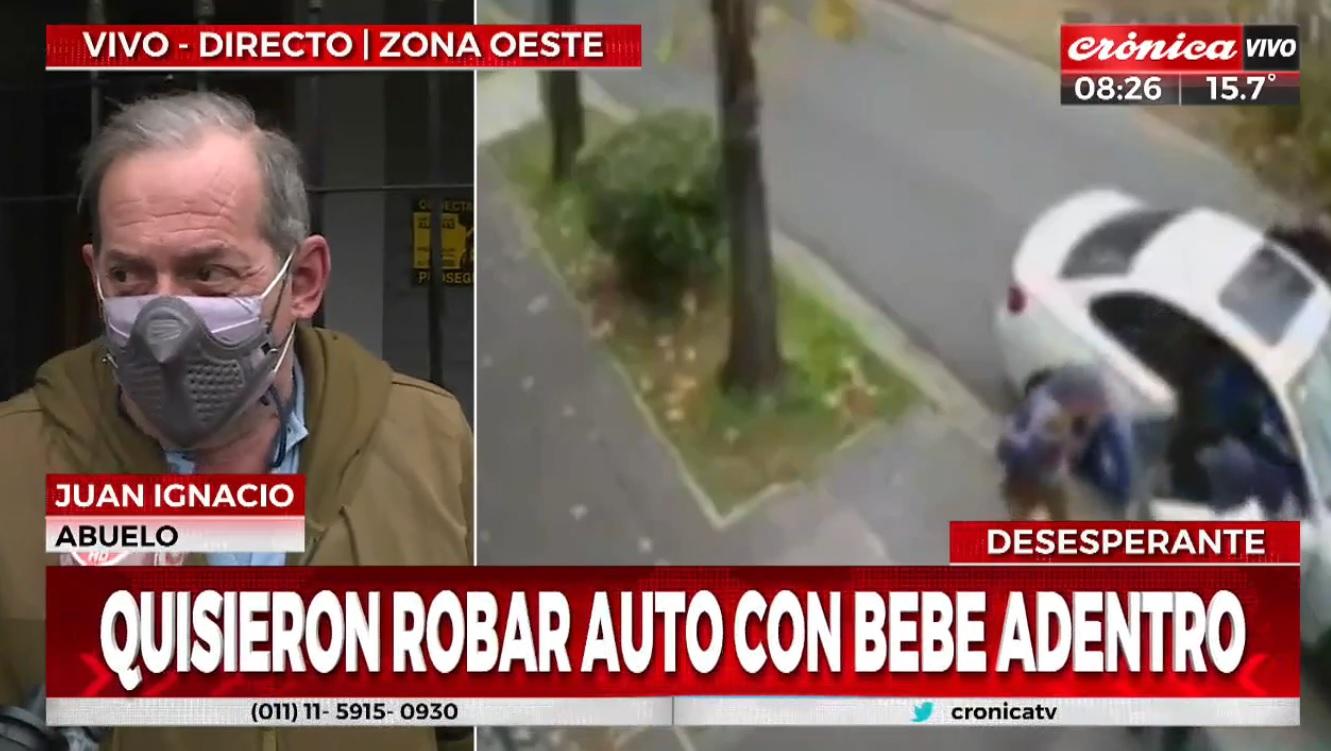 Juan Ignacio, el abuelo del bebé que rescató su papá en un robo, brindó detalles sobre el escalofriante momento (Crónica HD).