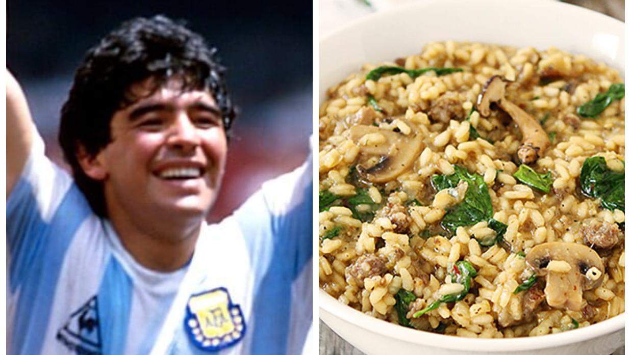 El risotto de champiñones y queso fue una de las comidas favoritas de Maradona cuando fue DT del equipo mexicano Dorados de Sinaloa. 