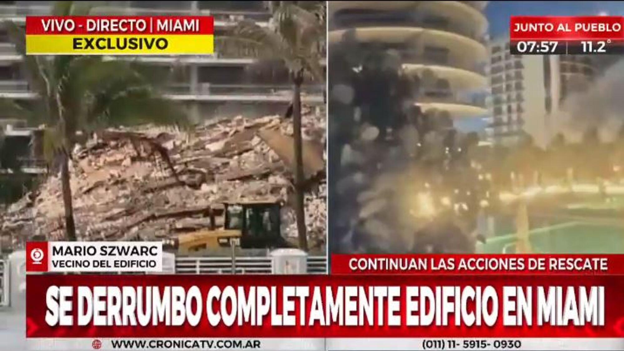 Cómo sigue la búsqueda de desaparecidos tras el derrumbe en Miami (Captura de TV).