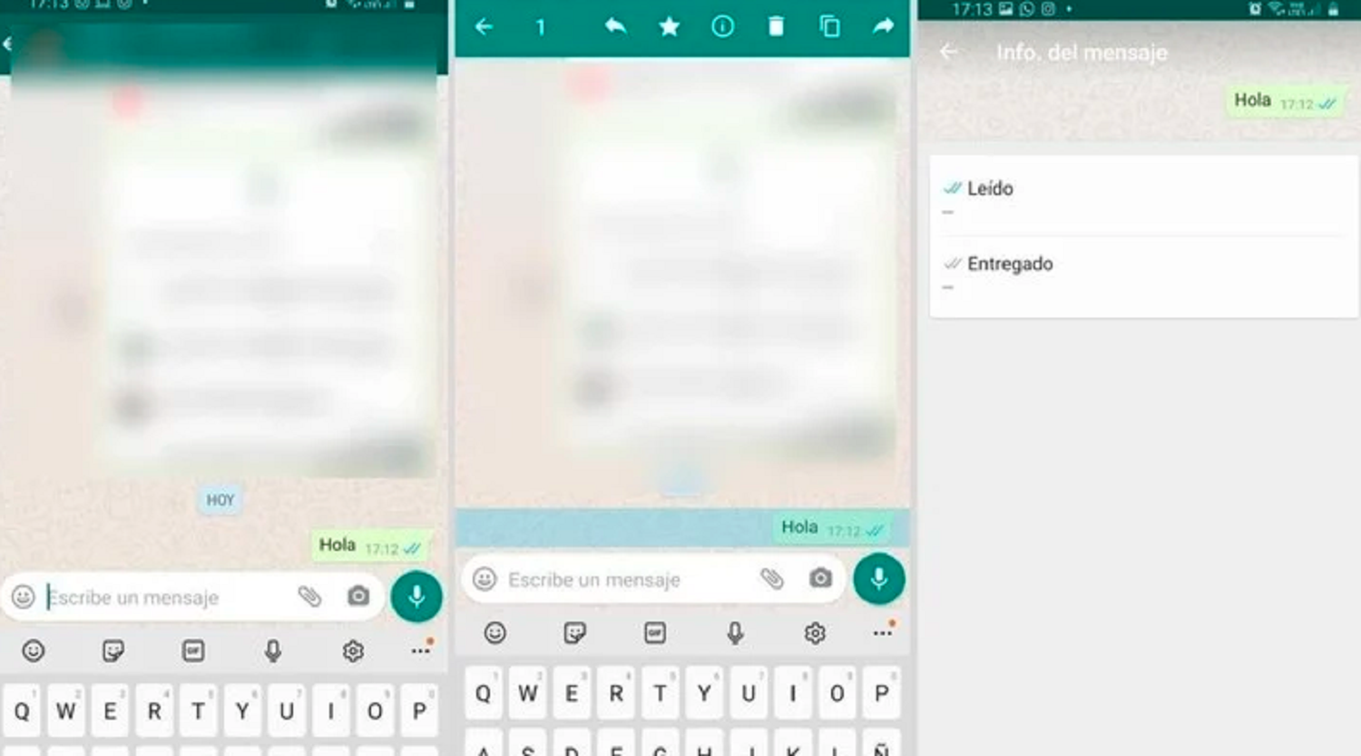 La confirmación de lectura de Whatsapp se visualiza en la app con dos tildes azules