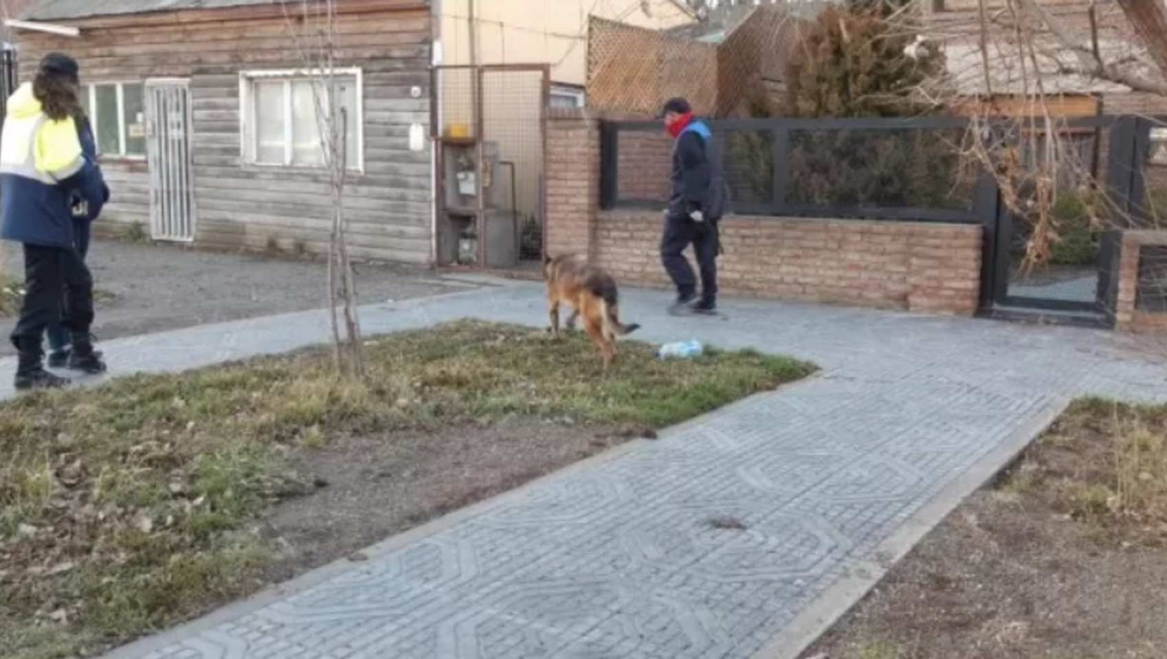 Los perros afuera del domicilio del hombre que es señalado como sospechoso en la desaparición de Marcela (Gentileza 