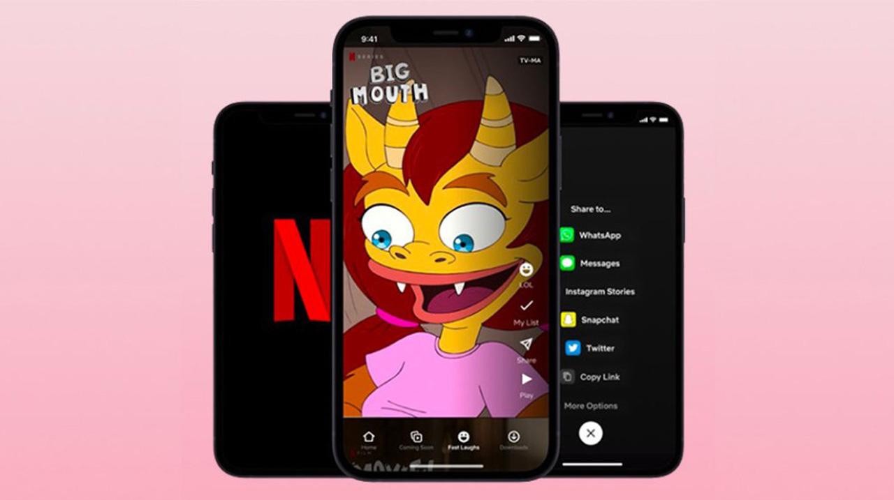 Fast Laughs tiene videos cortos de series de Netflix como Big Mouth y los monólogos de cómicos de Jerry Seinfeld 