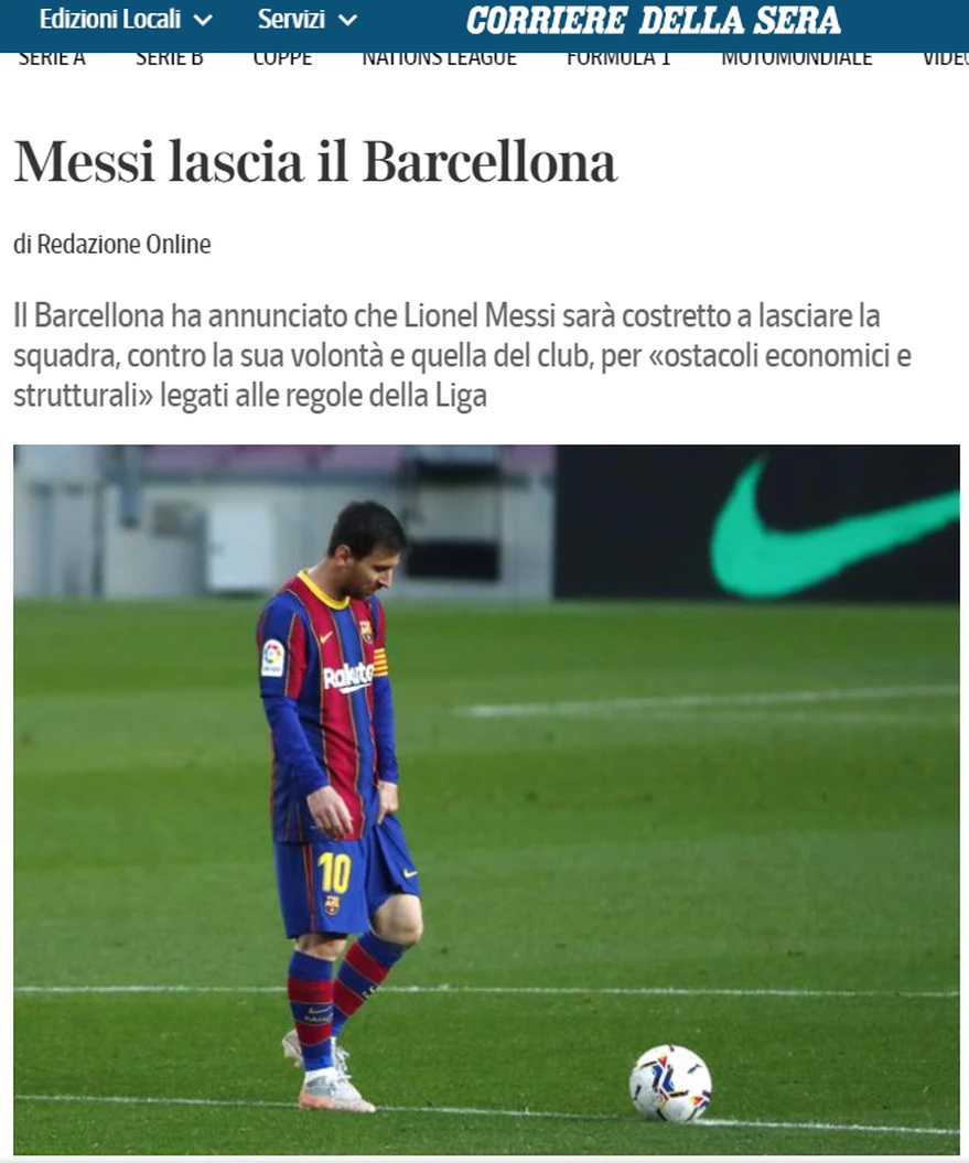 Corriere Della Sera Italia Messi