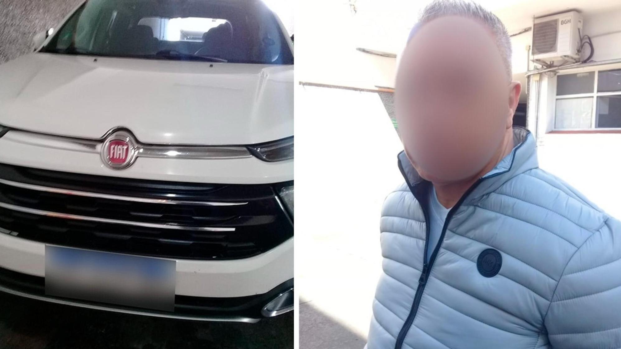 La camioneta robada y el acusado de violación que terminó detenido.